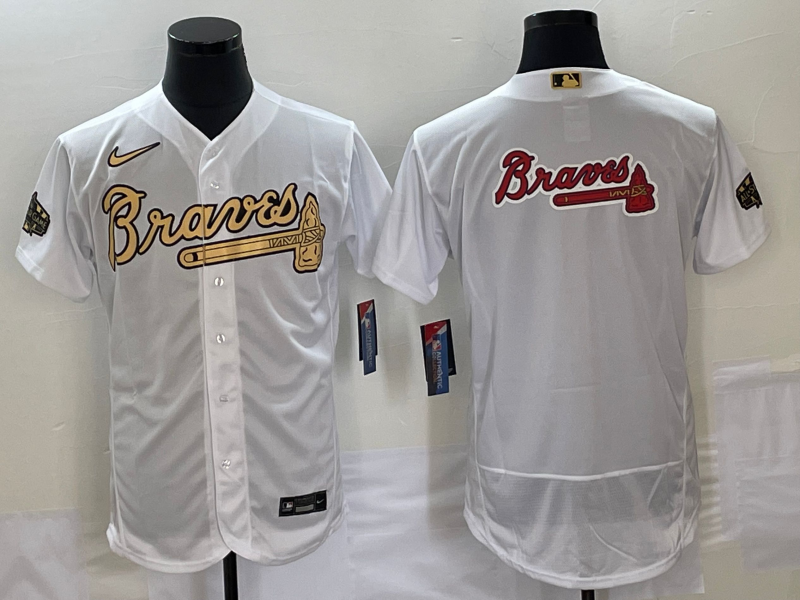Men's White Atlanta Braves 2022 All-Star Team Big Logo Flex Base Stitched Jersey